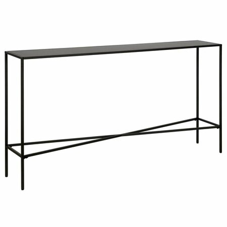 HENN & HART 55 in. Blackened Bronze Console Table with Metal Tabletop Black AT0823